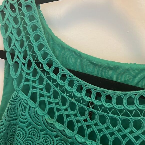 Laundry by Shelli Segel Green Dress Scalloped Crochet Sleeveless Sheath Mini - Picture 4 of 11